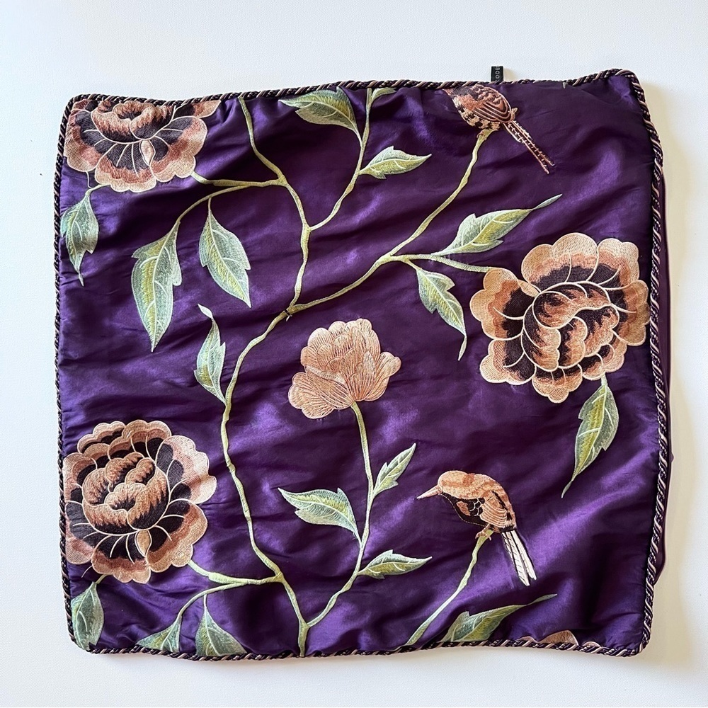Rodeo Home purple floral embroidered pillow case